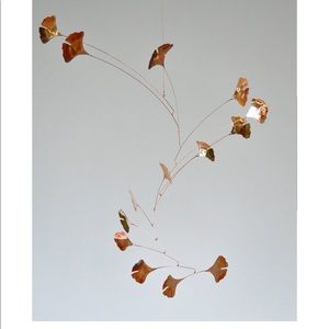 14 leaf ginkgo copper mobile